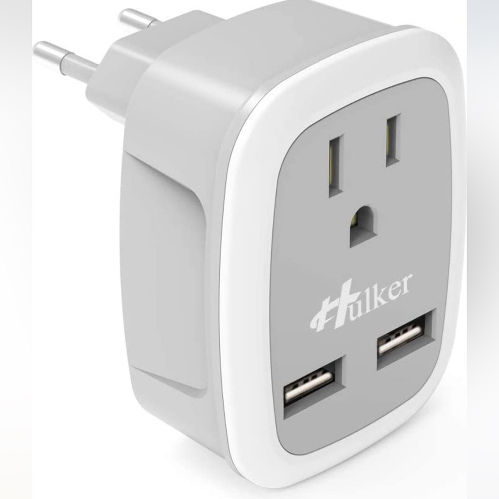 European Travel Plug Adapter, 3 in 1 Outlet Adaptor with 2 USB